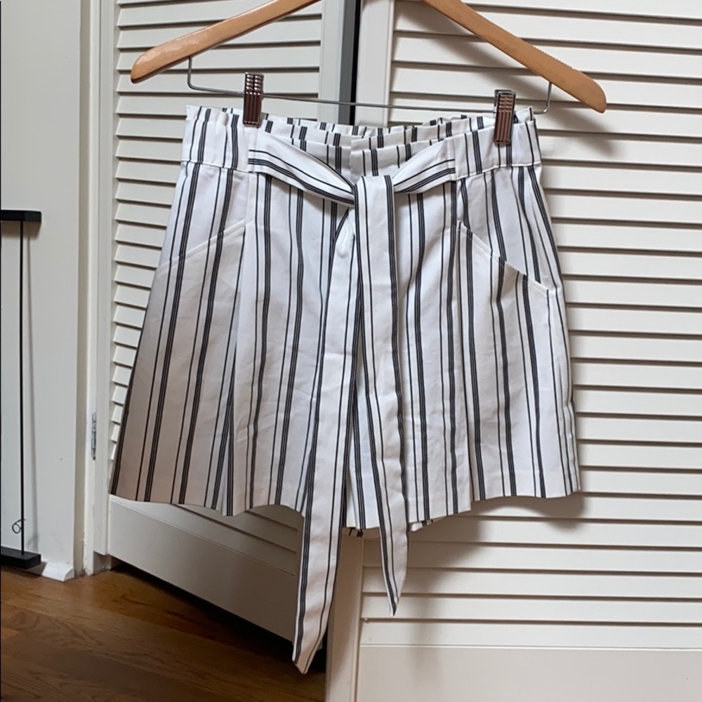 Black and white stripe Zara paper bag shorts